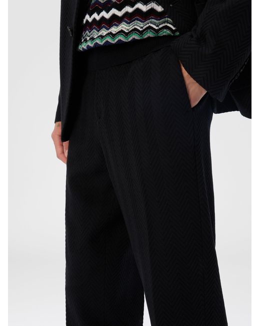 Missoni Black Straight Pants With Zigzag Pattern for men