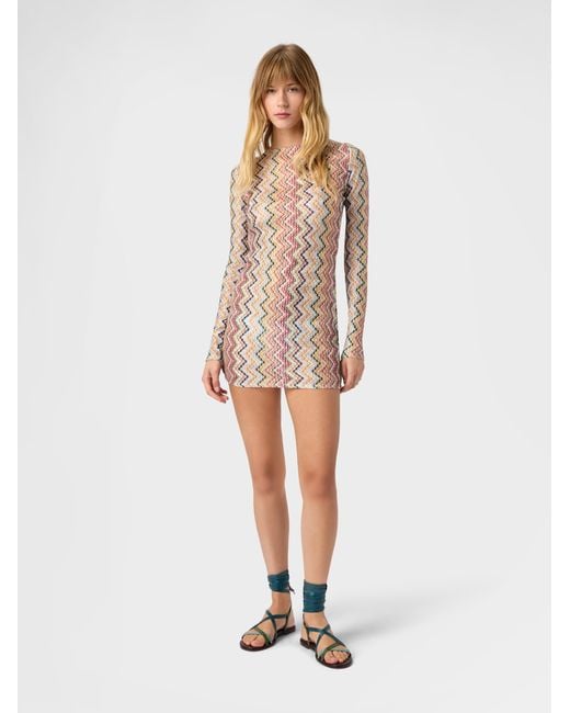 Missoni White Long-Sleeved T-Shirt With Irregular Zig Zag Print
