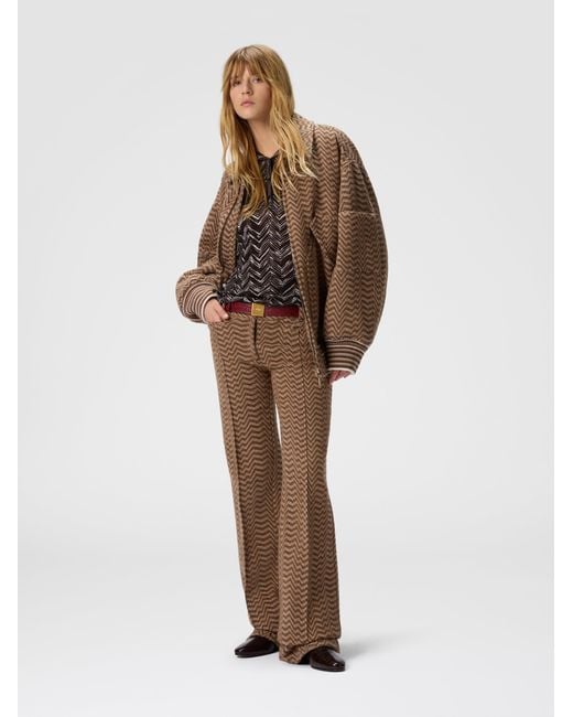 Missoni Brown Bomber Jacket With Irregular Chevron Pattern