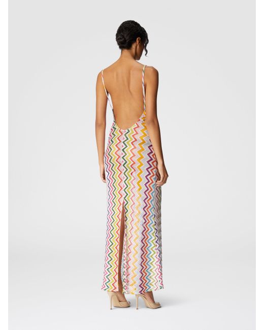 Missoni White Langes Strandkleid Mit Offenem Rücken, Damen, Größe