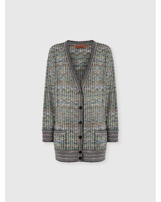 Missoni Gray Oversized Viscose-Blend Cardigan With Sequins