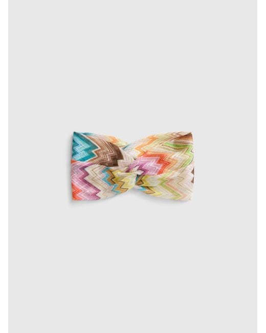 Missoni White Hair Band With Zig Zag Motif