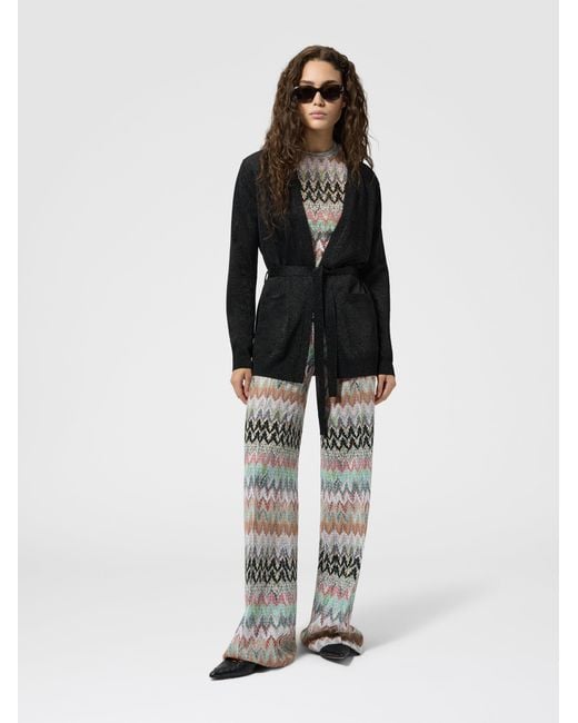 Missoni Black Lamé Fabric Cardigan With Belt