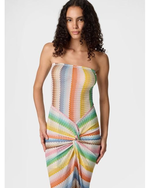 Missoni White Strapless Cover-Up Dress With Dégradé Zigzag Motif