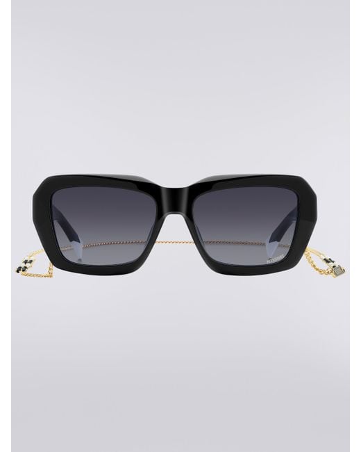 Missoni Gray Square Acetate Sunglasses With A Metal Chain