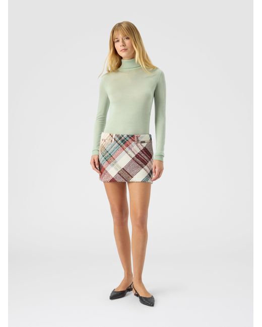 Missoni White Mini Skirt With Check Pattern