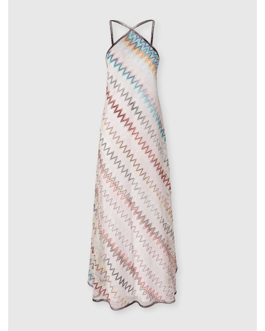 Abito Copricostume A Rete Zig Zag Con Paillettes, Donna, Taglia di Missoni in Pink