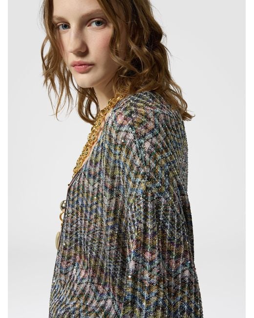 Missoni Gray Oversized Viscose-Blend Cardigan With Sequins