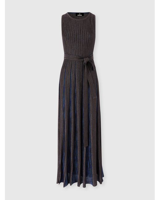 Missoni Blue Long Viscose Lamé Dress With Belt