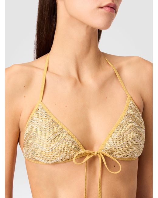 Missoni White Triangle Mesh Bikini With Zigzag Pattern And Sequins