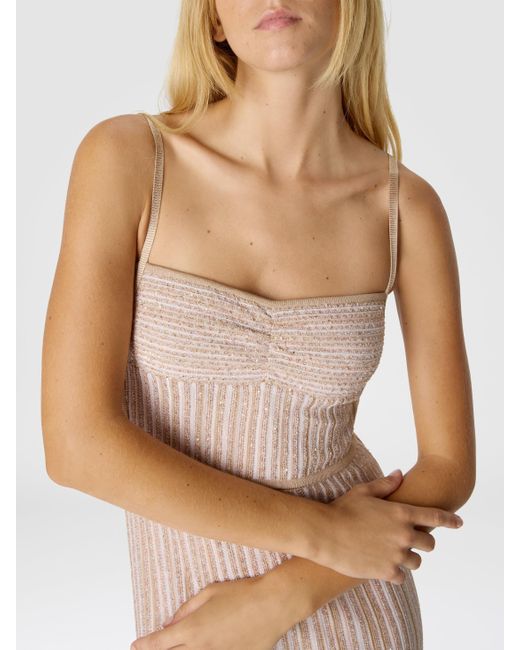 Missoni White Ärmelloses Langes Kleid Mit Lamé-Streifen, Damen, Größe