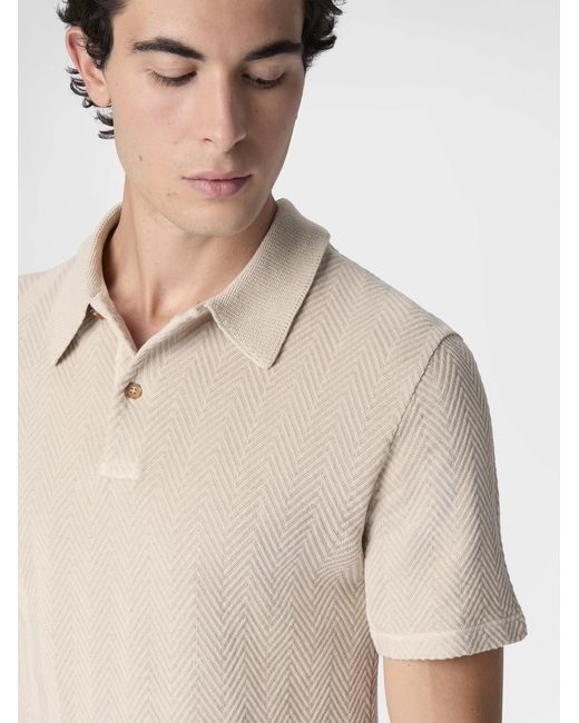 Missoni White Cotton And Viscose Polo Shirt With Tone-On-Tone Zigzag Motif for men