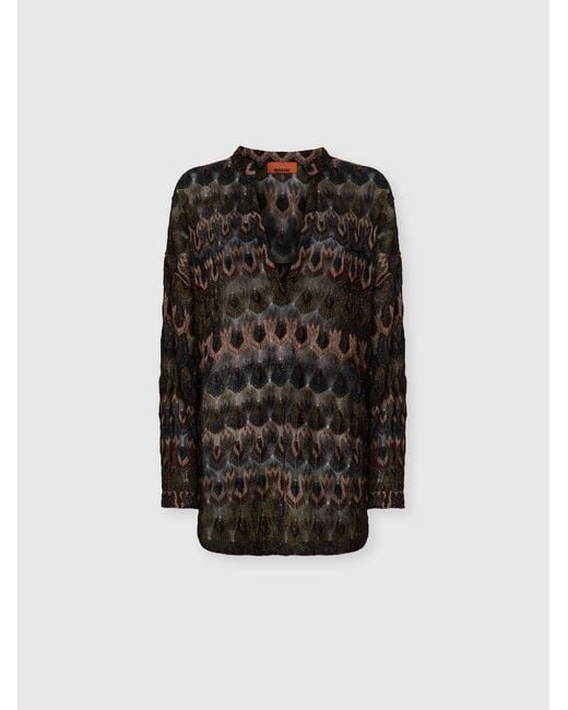 Missoni Black Viscose Lamé Blouse With Arabesque Motif