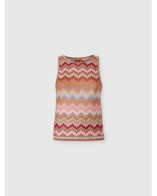 Missoni White Snake-Pattern Viscose Sleeveless Top, & Rust