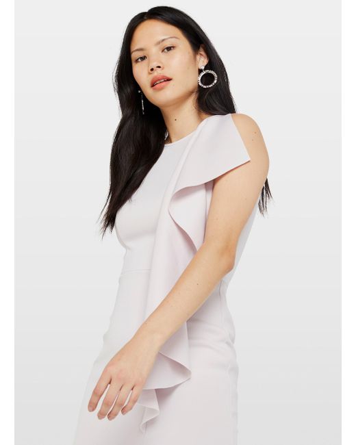 scuba frilled midi dress