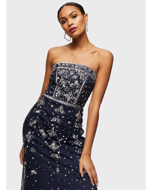 navy embellished maxi dress