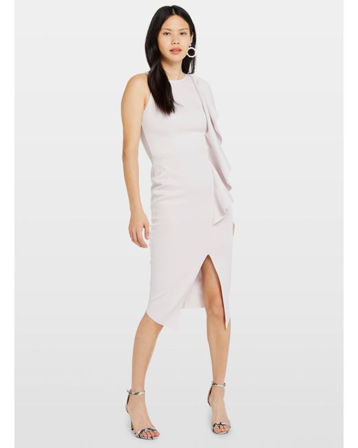 scuba frilled midi dress