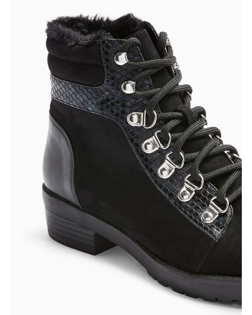 miss selfridge hiker ankle boot in black