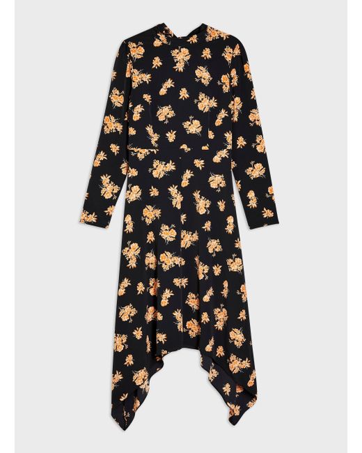 black folk floral ditsy print dress