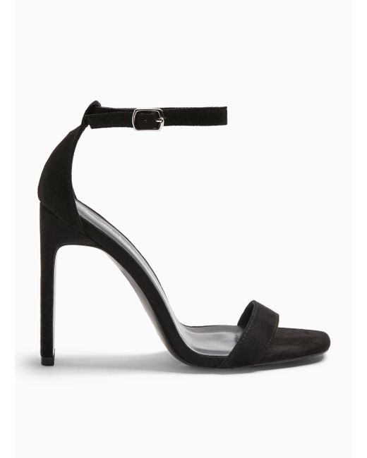 black barely there sandals