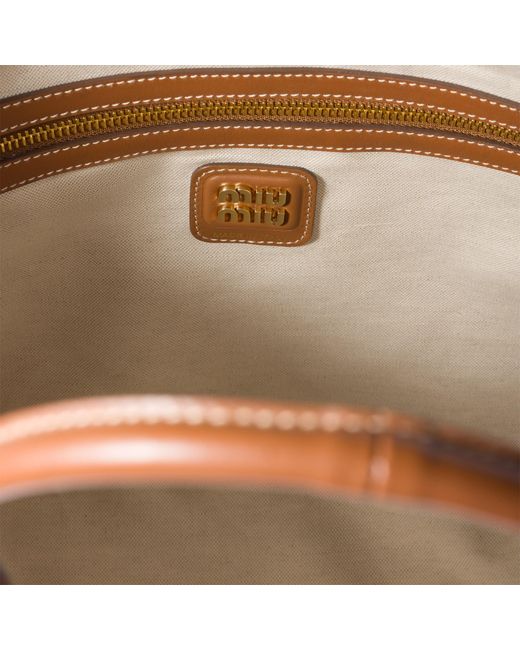 Miu Miu Natural Ivy Canvas And Leather Bag