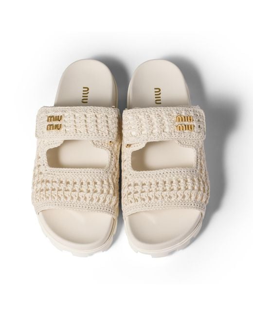 Miu Miu Natural Crochet Sandals