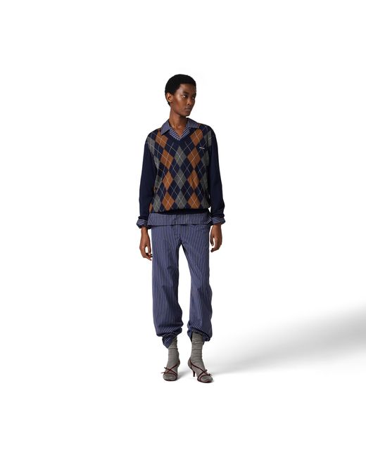 Miu Miu Blue V-Necked Wool Sweater