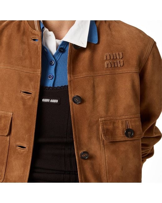 Miu Miu Brown Suede Blouson Jacket