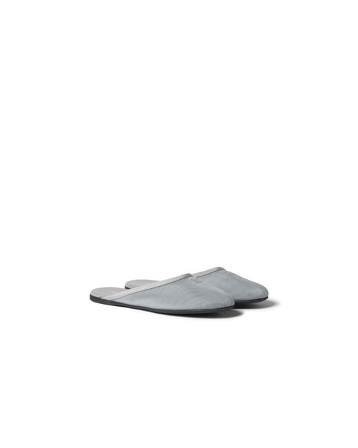 Miu Miu White Mesh Fabric Slippers