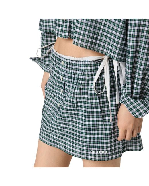Miu Miu Blue Plaid Miniskirt