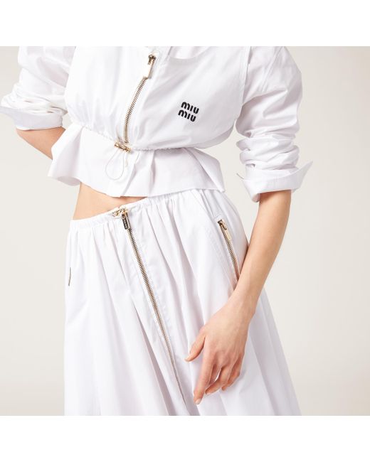 Miu Miu White Long Poplin Skirt