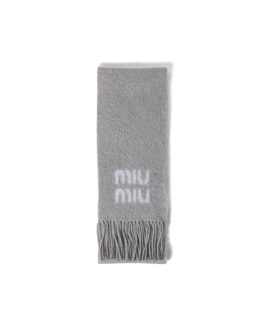 Miu Miu Gray Wool And Mohair Scarf