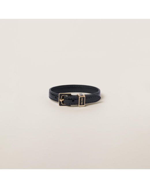Miu Miu Black Leather Bracelet