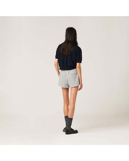 Miu Miu Gray Cotton Fleece Shorts