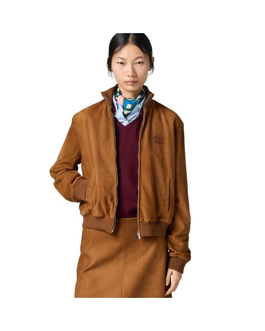Miu Miu Brown Waxed Suede Jacket
