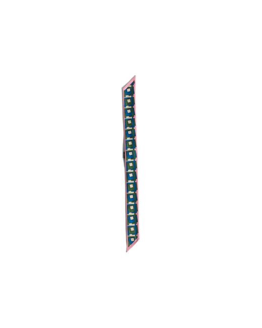 Miu Miu Blue Printed Silk Skinny Scarf