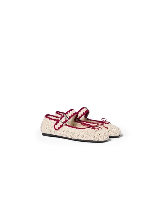 Miu Miu Pink Crochet Ballerinas