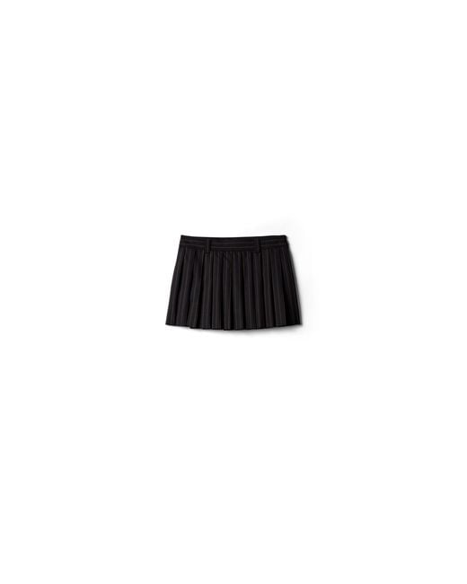 Miu Miu Black Pleated Pinstripe Miniskirt