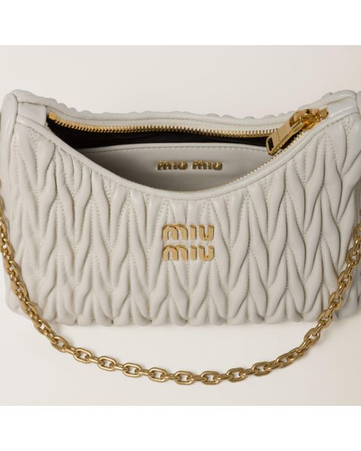 Miu Miu White Matelassé Nappa Leather Shoulder Bag