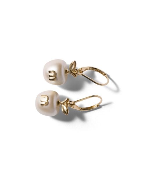 Miu Miu Metallic Metal Earrings With Pendant