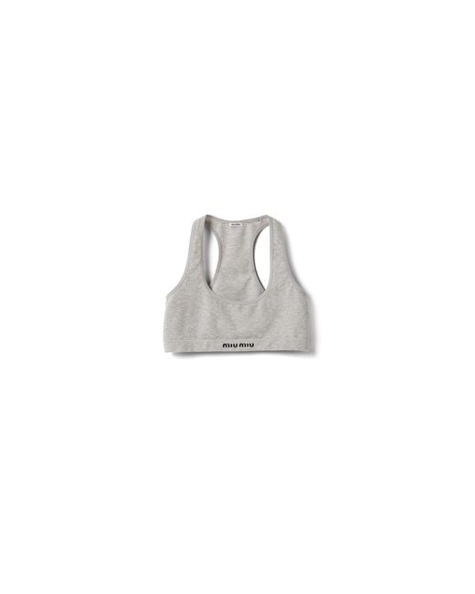 Miu Miu White Seamless Mélange Racerback Crop Top