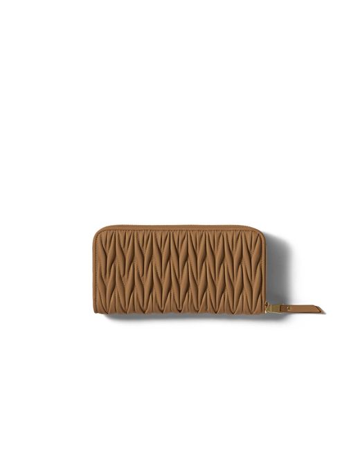 Miu Miu Brown Large Matelassé Nappa Leather Wallet