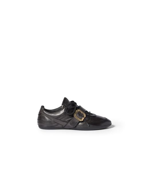 Miu Miu Black Gymnasium Leather Sneakers With Buckle