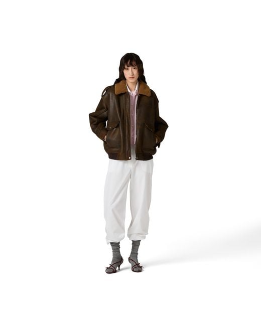Miu Miu Brown Shearling Blouson Jacket