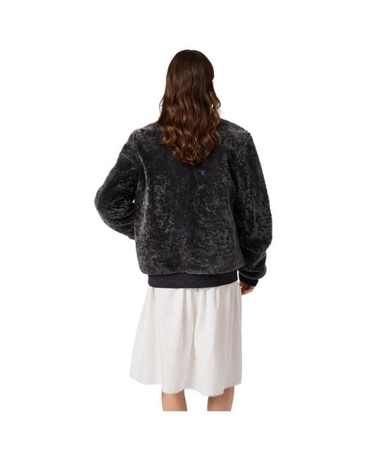 Miu Miu Black Shearling And Knit Blouson Jacket