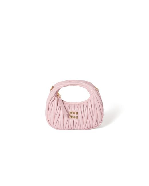 Miu Miu Pink Wander Matelassé Nappa Leather Hobo Mini-Bag
