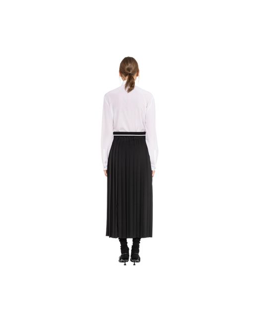 Miu Miu Black Crepe De Chine Pleated Midi Skirt