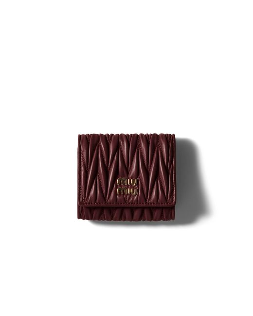 Miu Miu Brown Small Matelassé Nappa Leather Wallet