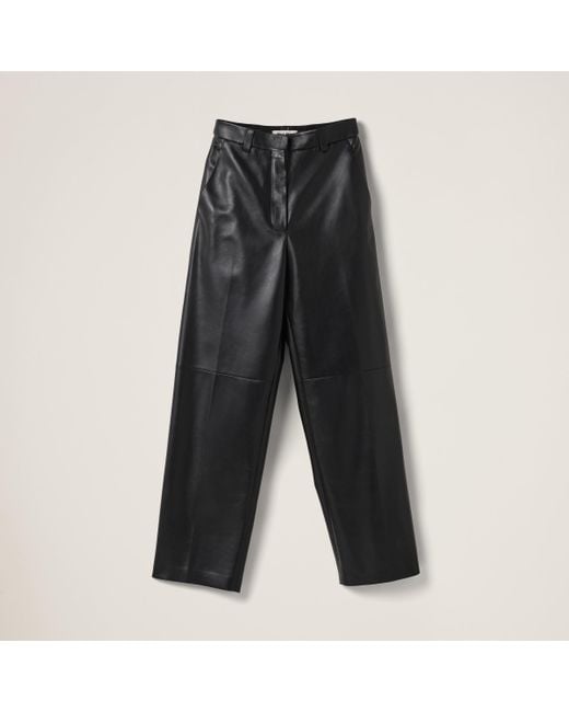 Miu Miu Gray Nappa Leather Pants