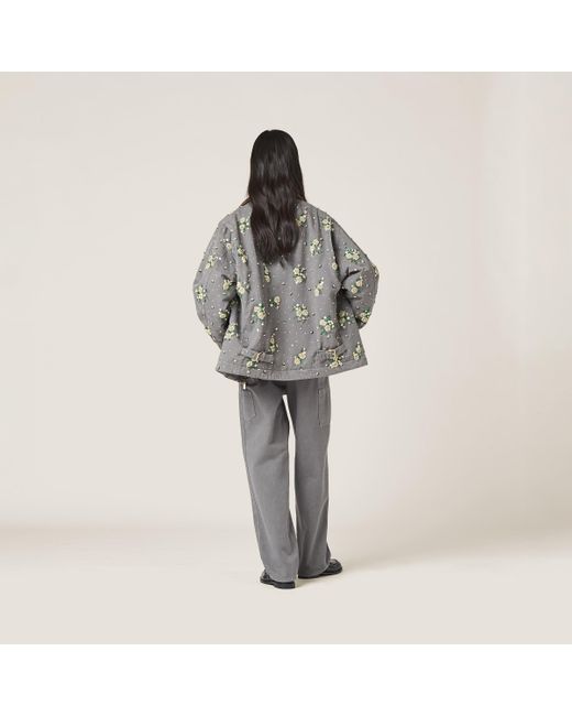 Miu Miu Gray Garment-Dyed Gabardine Pants